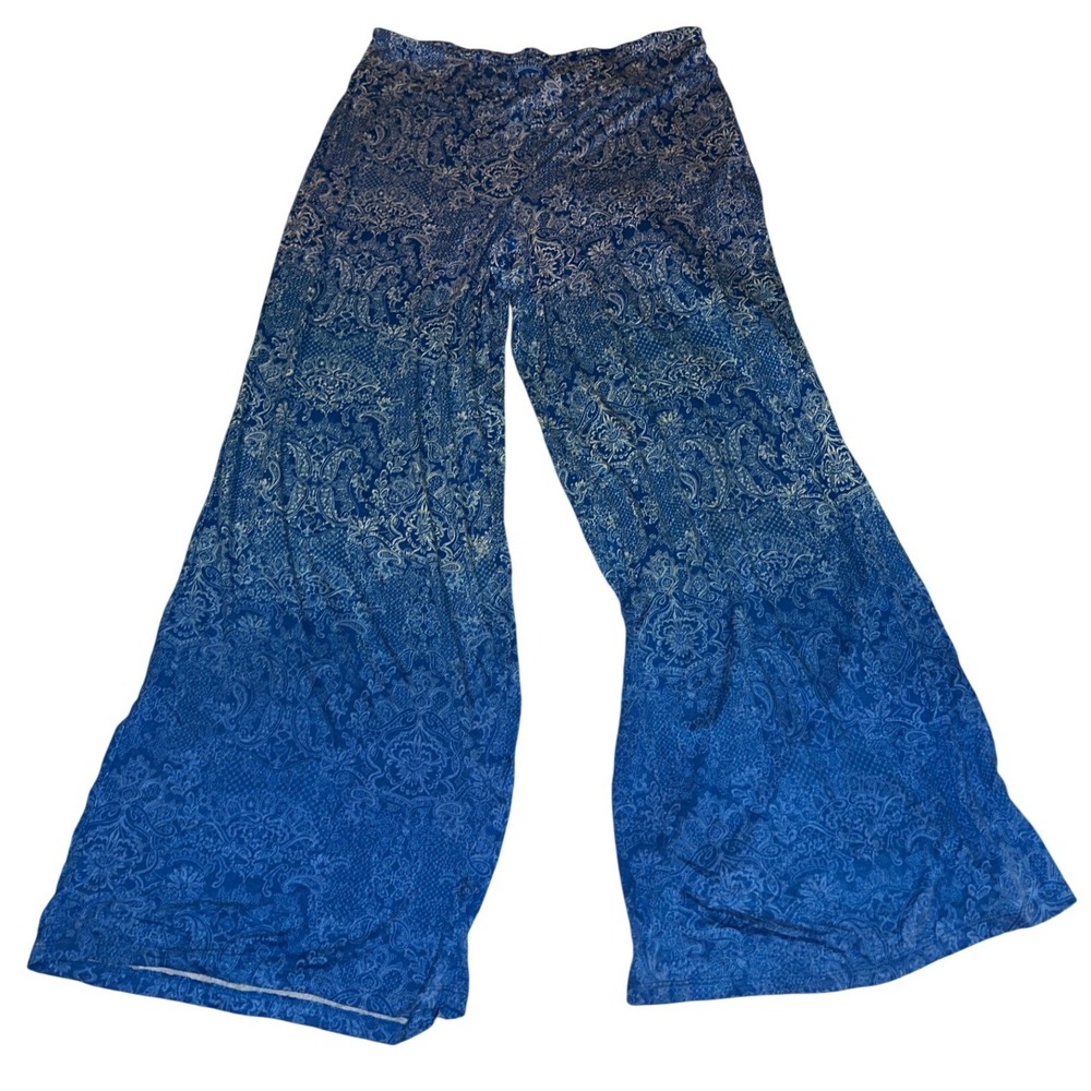Cato Womens Blue White Paisley Print Knit Top Short Sleeve Size L NEW